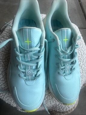 G/FORE Aqua Mint golf Sneakers with Neon Cross Detail